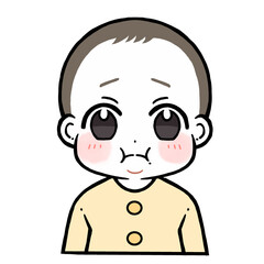 ほっぺを膨らませて悲しむ赤ちゃんのイラスト