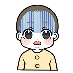 驚く青い顔の赤ちゃんのイラスト