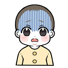 困り顔の青い顔の赤ちゃんのイラスト