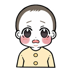 照れる困り顔の赤ちゃんのイラスト