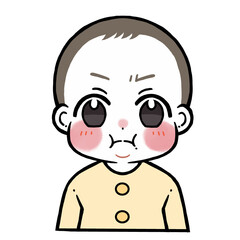 ほっぺを膨らませて怒る赤ちゃんのイラスト