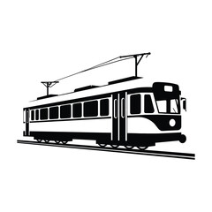 Naklejka premium Tram Silhouette Clipart on White Background