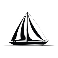 Fototapeta premium Yacht Silhouette Clipart on White Background