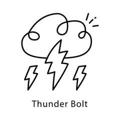 Fototapeta premium Thunder Bolt Vector Outline Style Icon. Eps 10 file