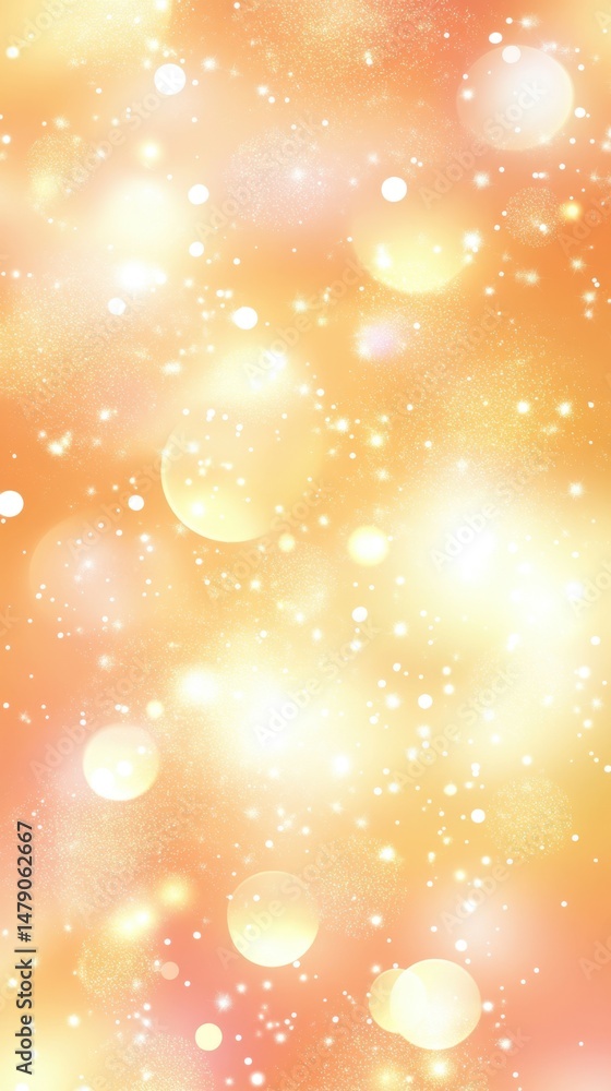 Poster abstract bokeh light background with sparkling glitter effect in warm orange and yellow tones vertic