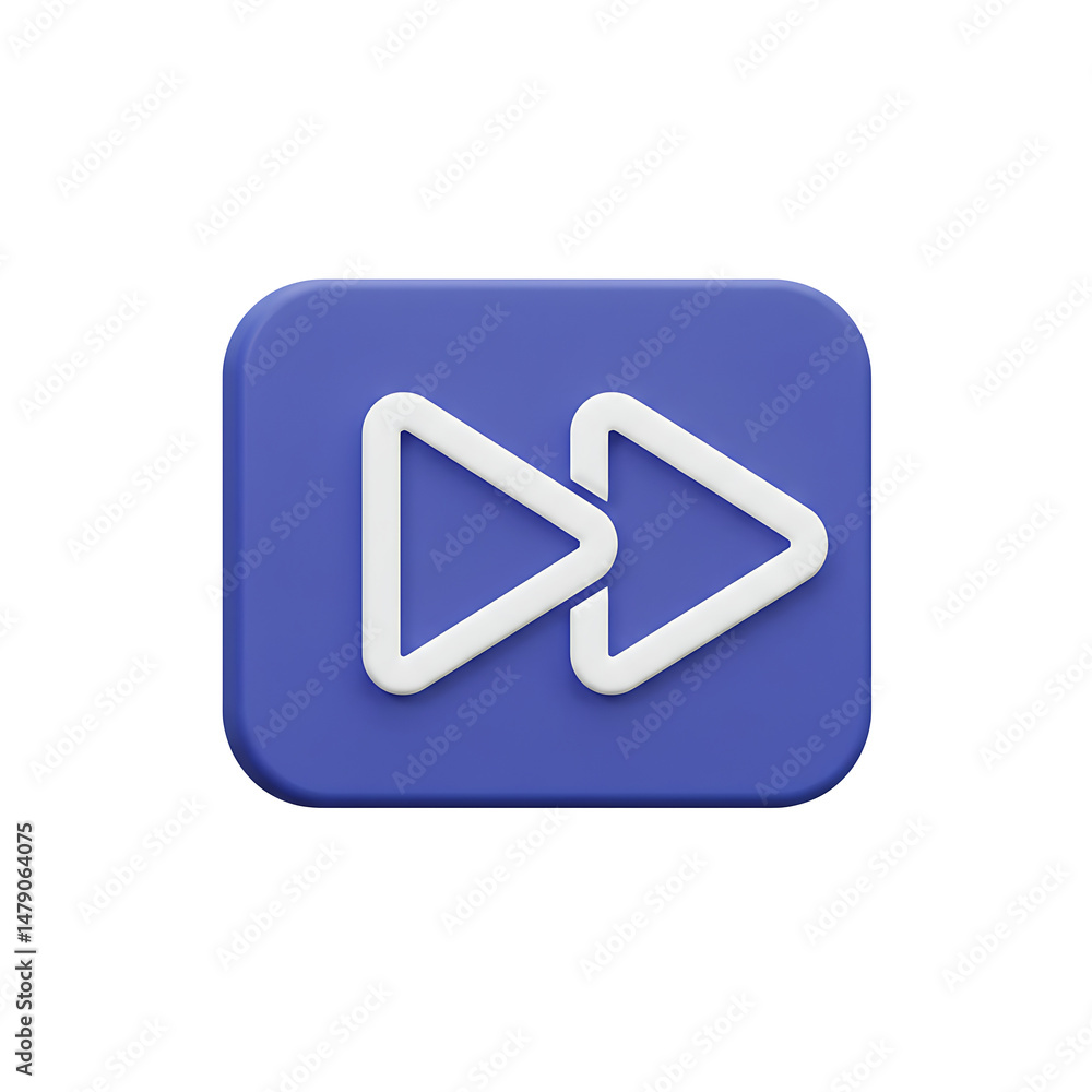 Aufkleber 3d render fast forward button icon on blue square