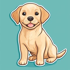 Fototapeta premium Adorable Golden Labrador Puppy Cartoon Illustration Happy Dog Pet Canine