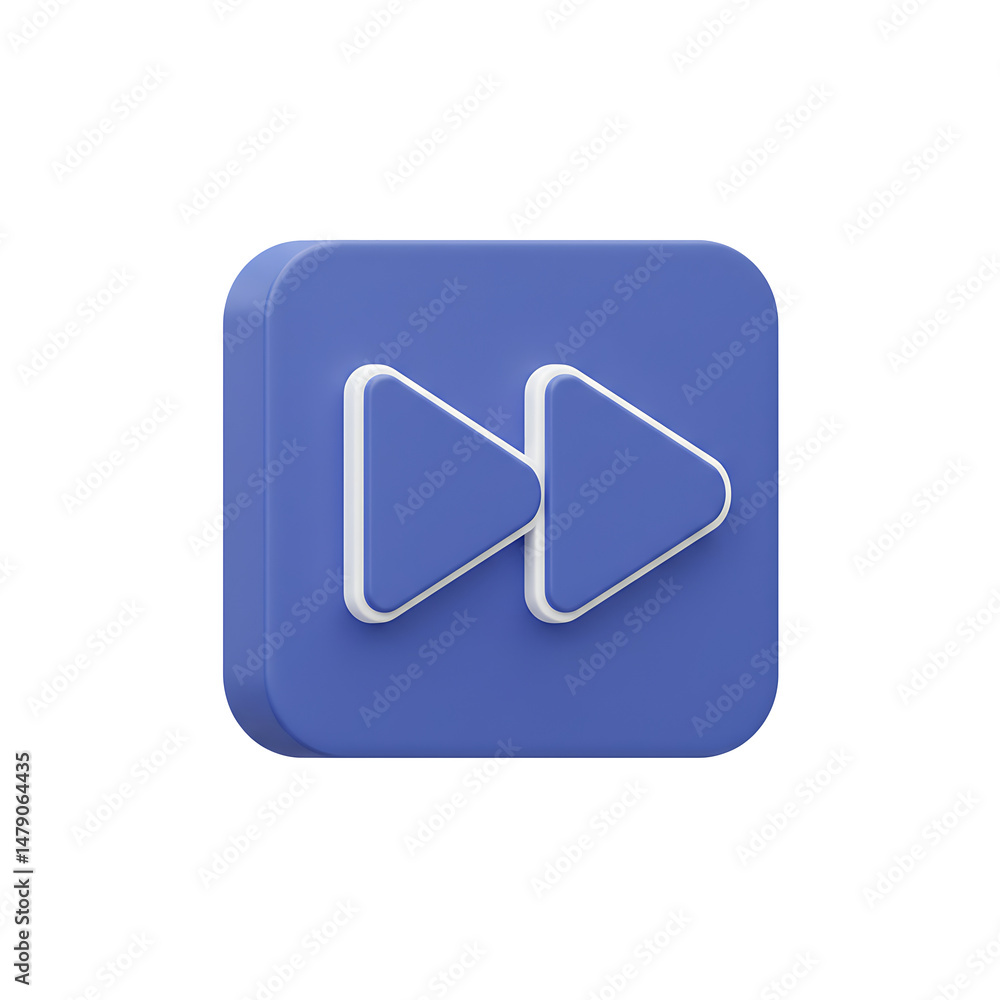 Aufkleber 3d render of fast forward button icon on blue square
