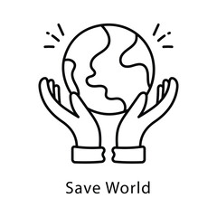 Save World Vector Outline Style Icon. Eps 10 file