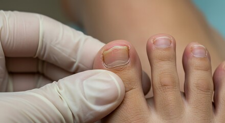 Close-up Examination of a Toenails with Yellow Discoloration