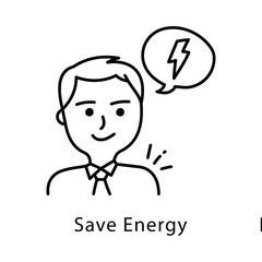 Save Energy Vector Outline Style Icon. Eps 10 file