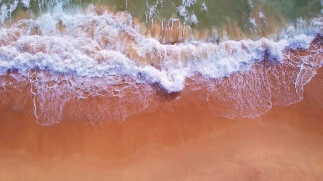 Waves sea water surface High quality video ProRes422, Bird's eye view waves beach background