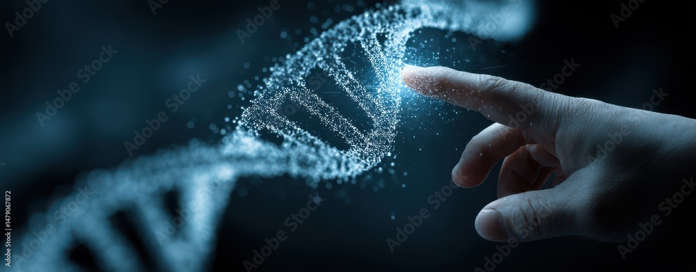 Poster digital dna structure with a fingertip interaction.