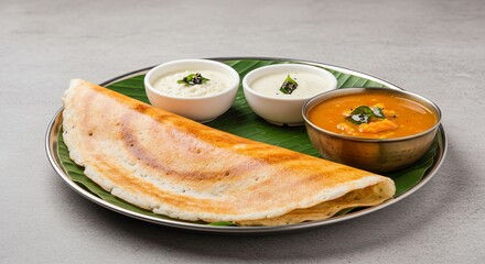 Crispy Dosa with Sambar and Chutneys: A South Indian Culinary Delight
