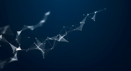 Abstract Network Connection:  Elegant White Triangles on Dark Blue Background
