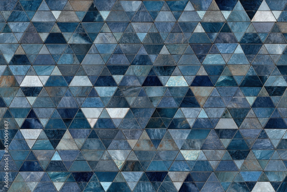 Aufkleber abstract geometric pattern of interlocking triangles in shades of blue.