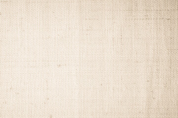 Brown sackcloth woven texture background in natural pattern. Jute hessian burlap, linen background in light beige cream color blank. Weaving canvas fiber line cotton cloth textured as organic.