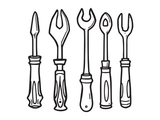 Screwdriver Line Art Tool Icons