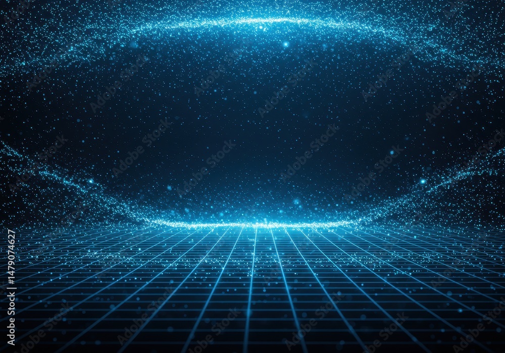 Aufkleber abstract digital grid with glowing particles creates a futuristic background design