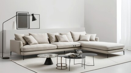 Beige sectional sofa in modern living room (1)