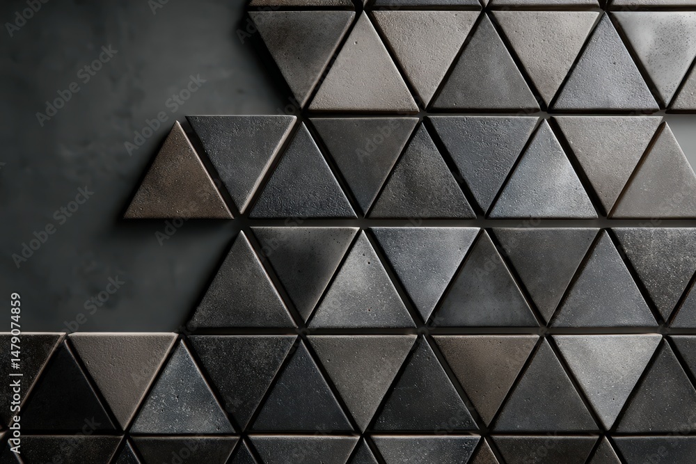Poster geometric pattern of dark gray triangular tiles.