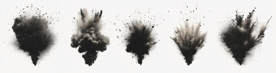 Abstract Grayscale Ink Splatter Art on White Background