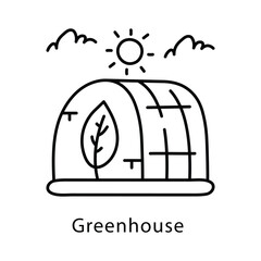 Greenhouse  Vector Outline Style Icon. Eps 10 file