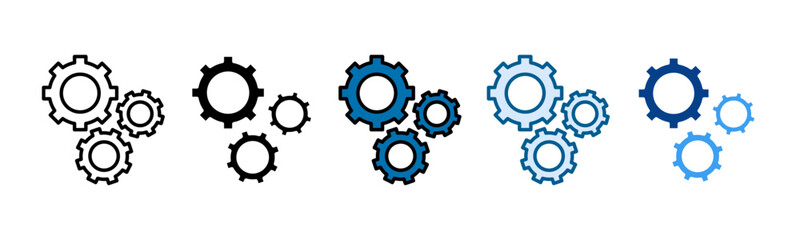Gear Icon Set Multiple Style Collection