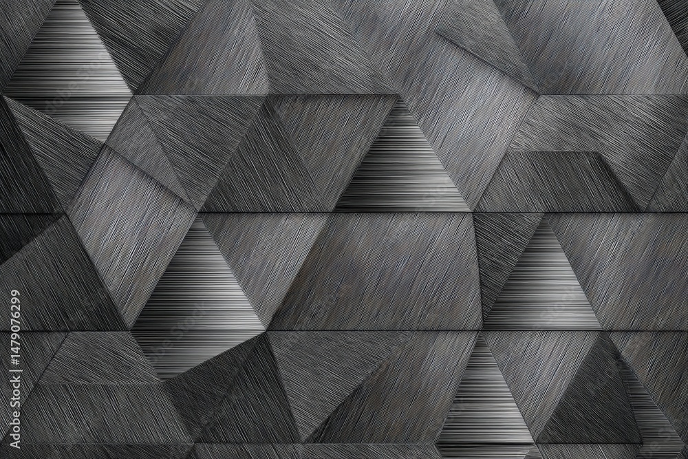 Poster abstract geometric pattern of dark gray triangles.