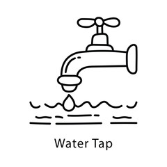Water Tap Vector Outline Style Icon. Eps 10 file