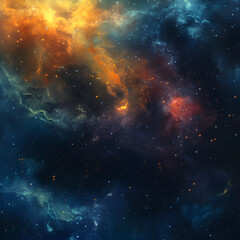 Naklejka premium Cosmic exploration of colorful nebulae in space digital art astronomical environment panoramic view