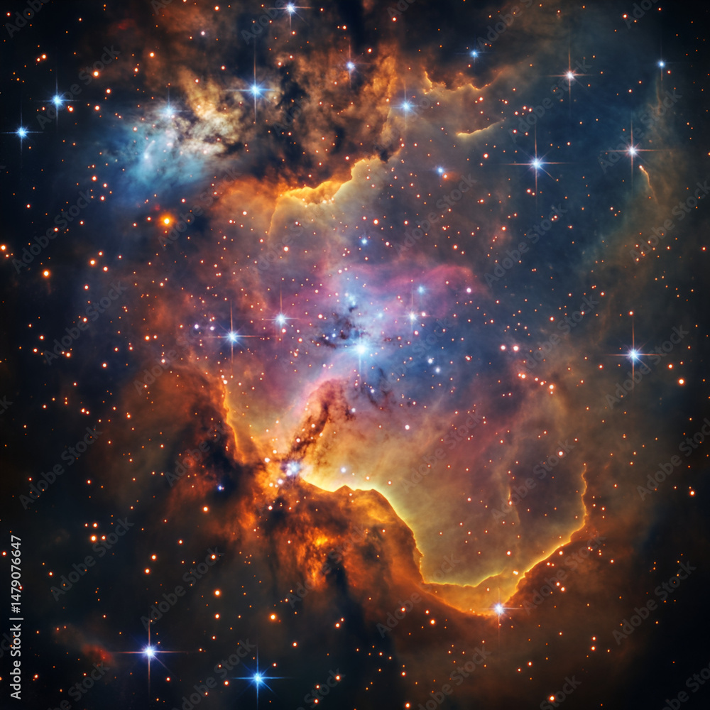 Poster exploration of cosmic nebulae outer space astronomical imagery celestial environment wide-angle view