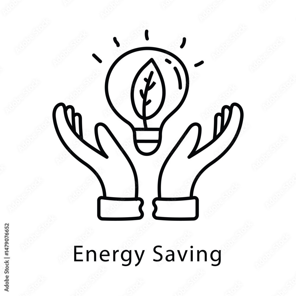 Poster energy saving vector outline style icon. eps 10 file