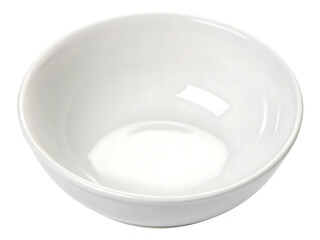 Empty white ceramic bowl isolated on white background for serving meals and soups