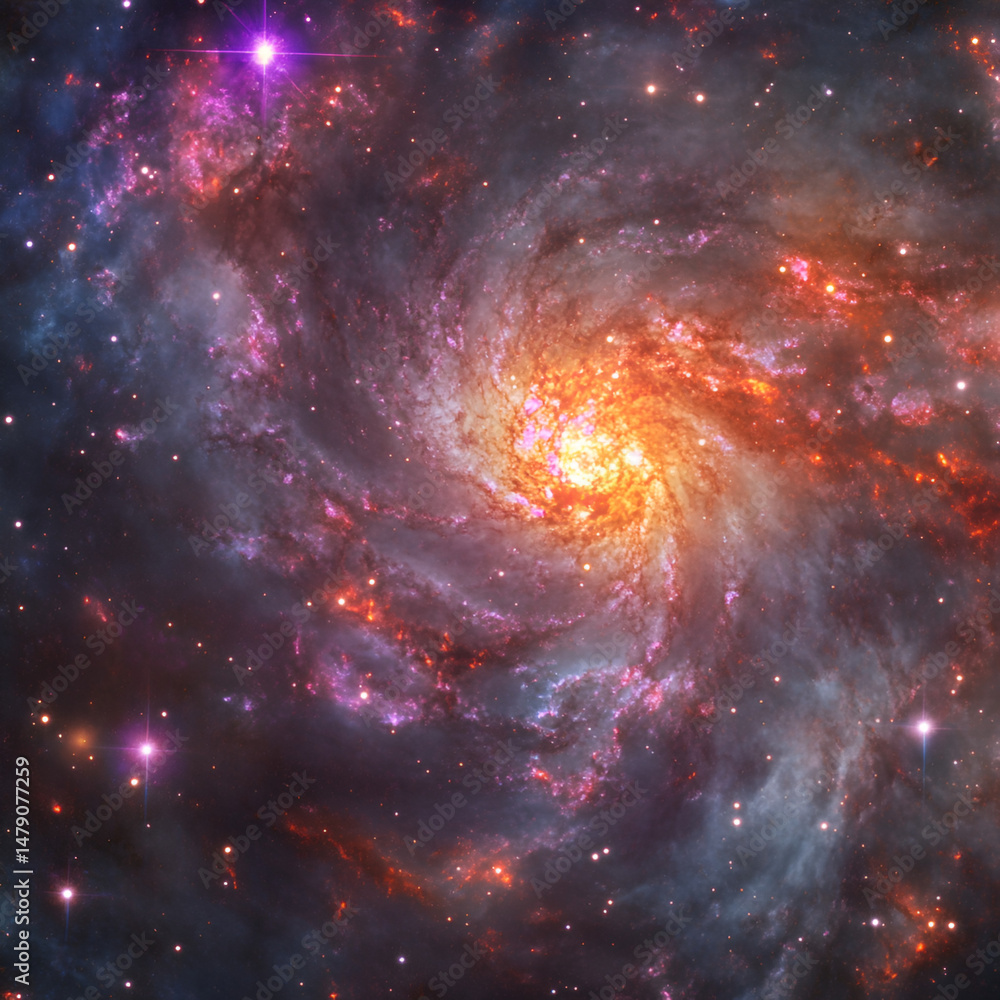 Poster exploring the cosmic spiral galaxy outer space digital art nebula environment high-resolution view a