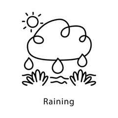 Raining Vector Outline Style Icon. Eps 10 file