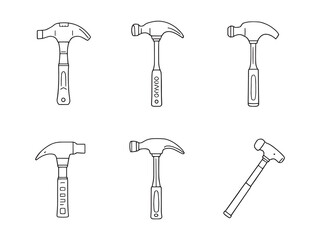 Sledgehammer Tool Line Art Icons