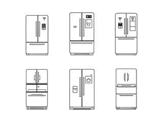 Smart Fridge Appliance Line Icons
