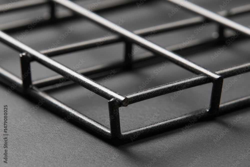 Poster close-up view of a rectangular metal grid panel.