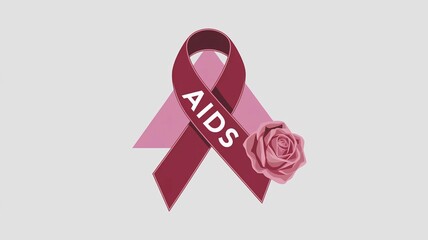 Obraz premium World AIDS Day Illustration with Crowd Holding Red Ribbons in the City