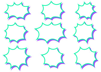 トゲトゲの吹き出しセット、トゲのあるフレーム、影付き