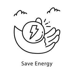 Save Energy Vector Outline Style Icon. Eps 10 file
