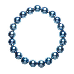 Obraz premium Elegant blue pearl necklace, top view, arranged in circular shape, isolated on transparent background