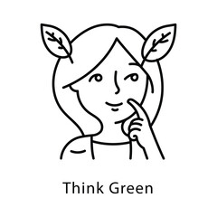 Think Green Vector Outline Style Icon. Eps 10 file