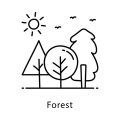 Forest Vector Outline Style Icon. Eps 10 file