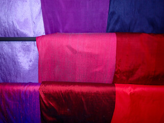 Handwoven fabric patterns and handwoven silk patterns of Thai people. Native fabric pattern, Praewa silk, Kalasin, handwoven products of the people of Isan, Thailand