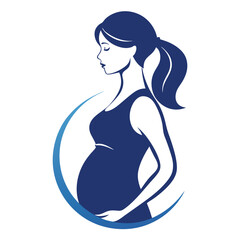 Simple Pregnant Woman Side Vector Image