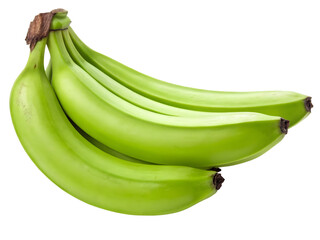Fresh bunch of green bananas isolated on black background with detailed texture