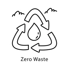 Zero Waste Vector Outline Style Icon. Eps 10 file