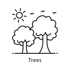 Trees Vector Outline Style Icon. Eps 10 file